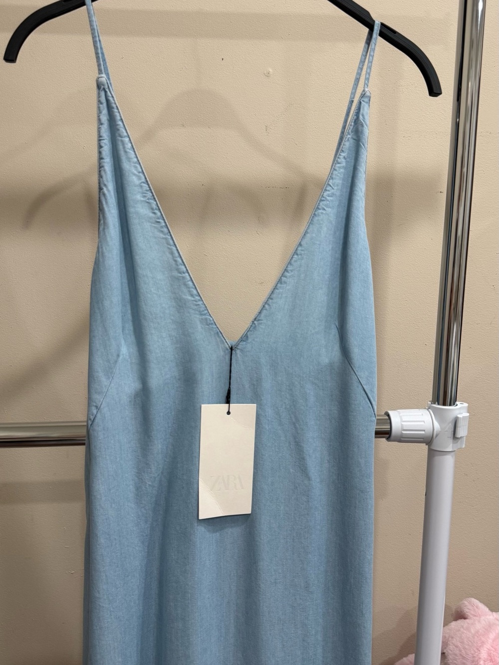 NWT Zara Light Blue Maxi Slip Dress Size S